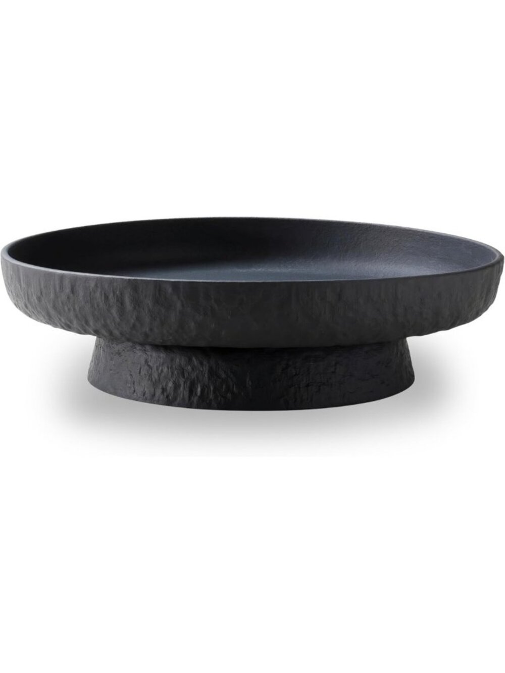 Granite-Inspired Matte Black Fruit Bowl | 11" Textured Pedestal Centerpiece